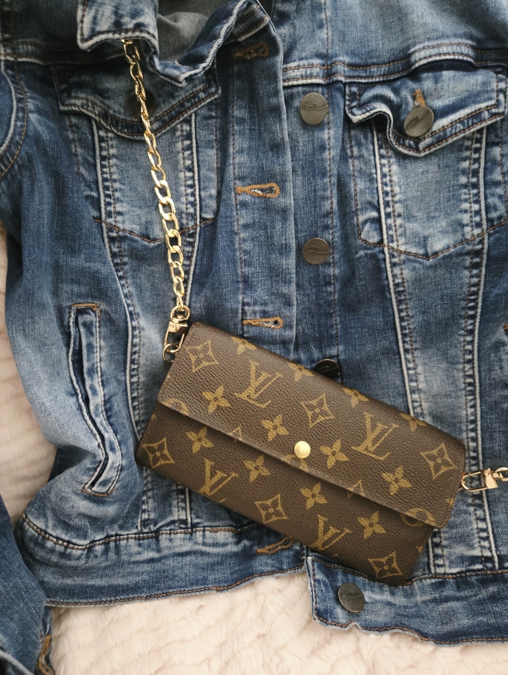 Authentic LOUIS VUITTON‎ LV Monogram Vintage Long Wallet WOC Crossbody Clutch